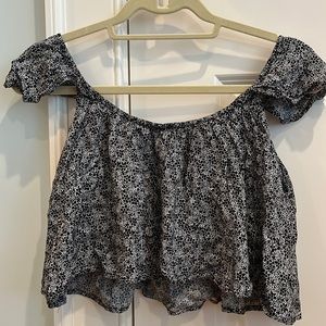 Mind code size small black and white off the shoulder blouse